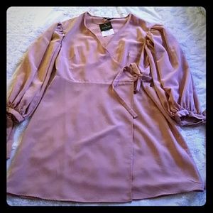 Tie sleeve wrap dress